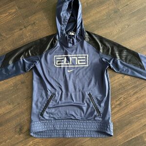 NIKE ELITE Therma-Fit Navy Blue Performance Pullover Hoodie Basketball Sz Large